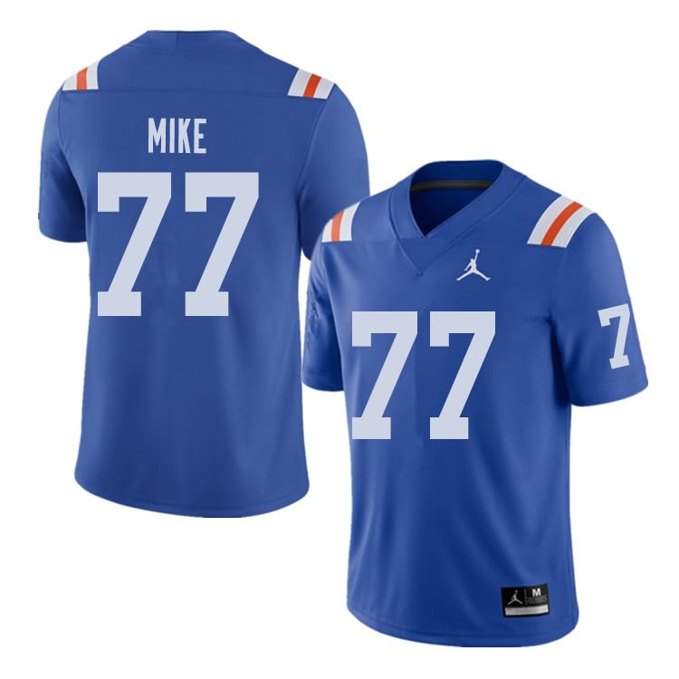 NCAA Florida Gators Andrew Mike Men's #77 Jordan Brand Alternate Royal Throwback Stitched Authentic College Football Jersey XEH2064LQ